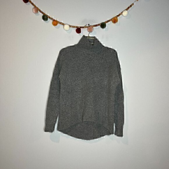 Madewell grey waffle knit merino wool blend mock neck sweater - Picture 1 of 6